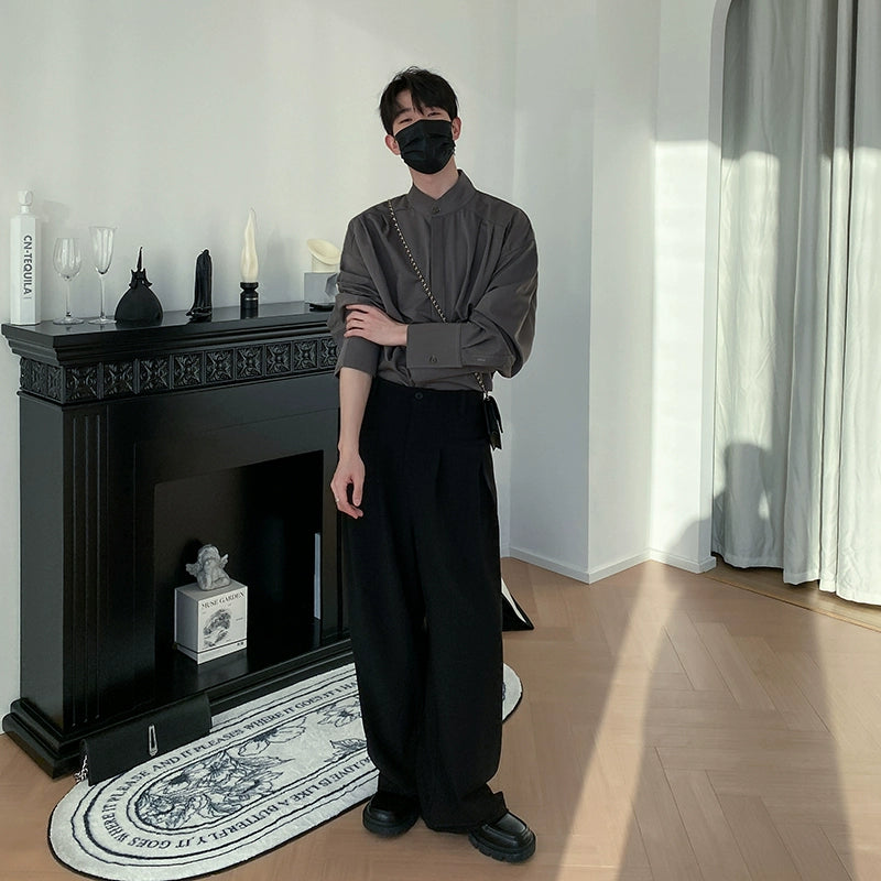 High Waist Loose Fit Pleated Pants