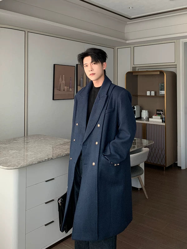 Double-Breasted Wool Mid-Length Overcoat