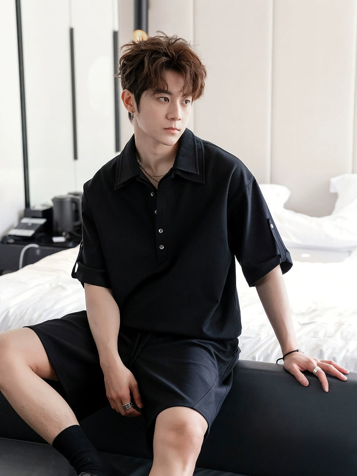 Casual Polo Shirt and Shorts Set