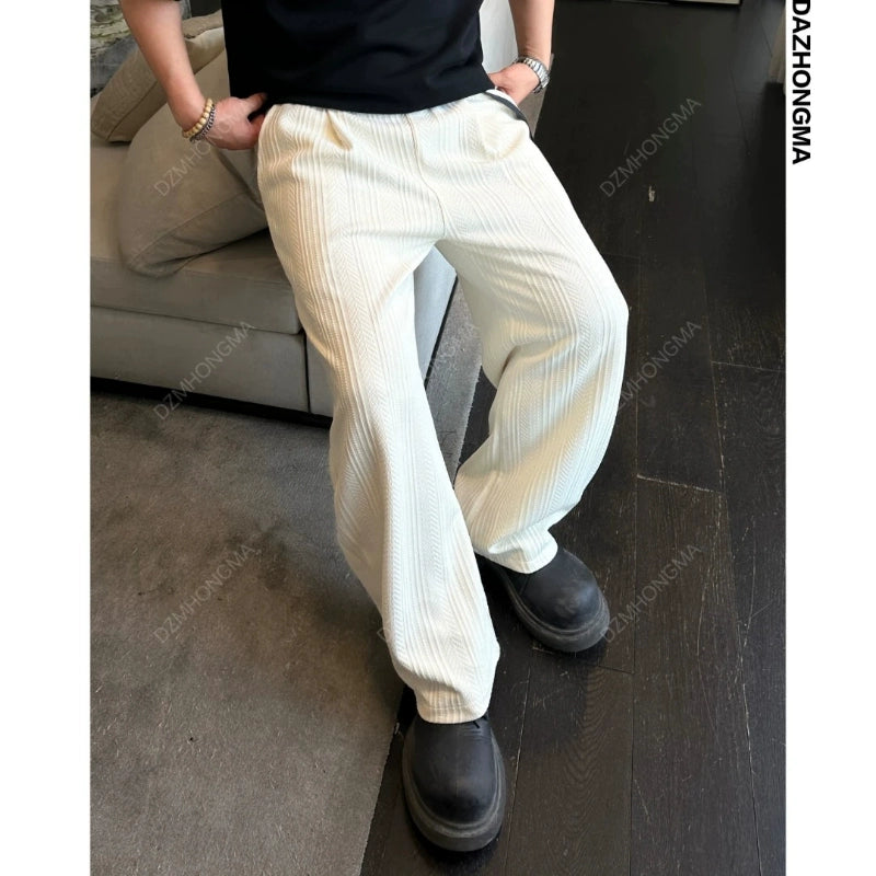 Textured Loose Fit Casual Pants