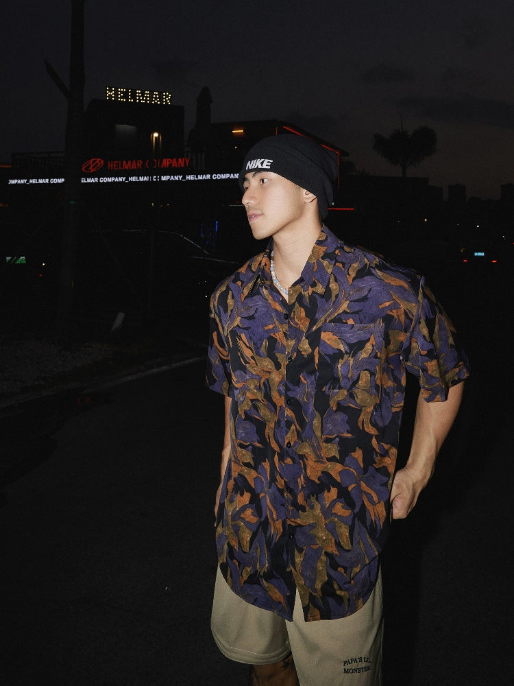 Retro Künstlerisches Lockeres Kurzarmhemd 