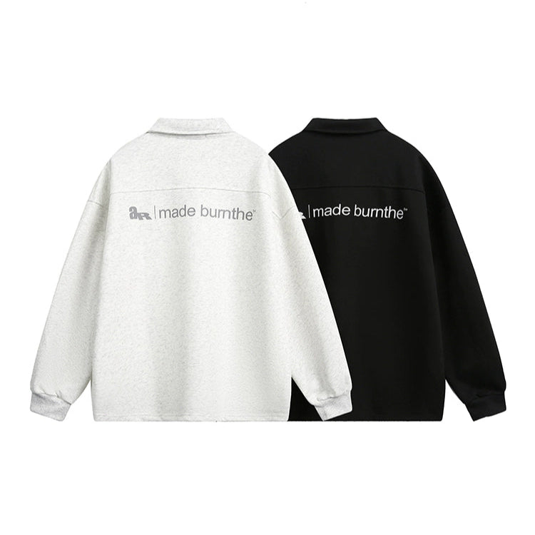 Half Zip Polo Collar Casual Sweatshirt
