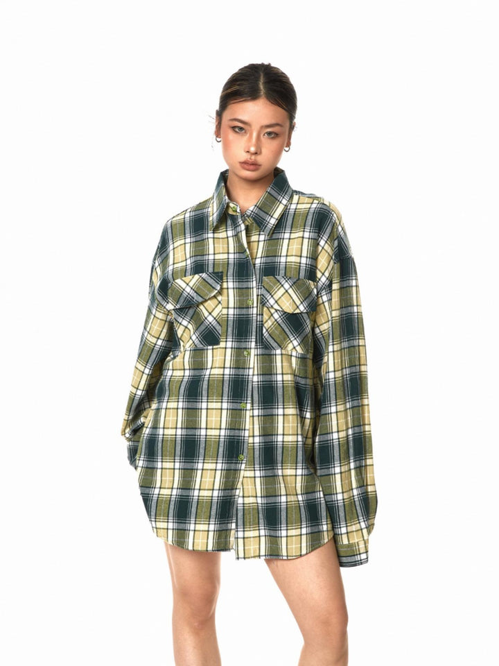 Plaid Brushed Long-Sleeve Casual Shirt