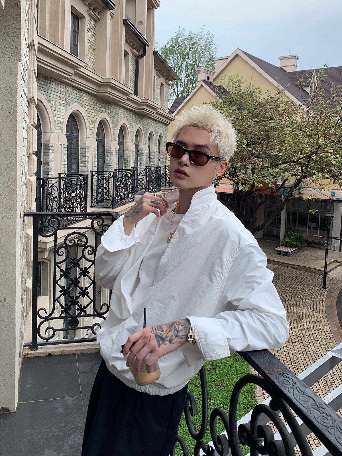 V-Neck Loose Long-Sleeve Casual Shirt