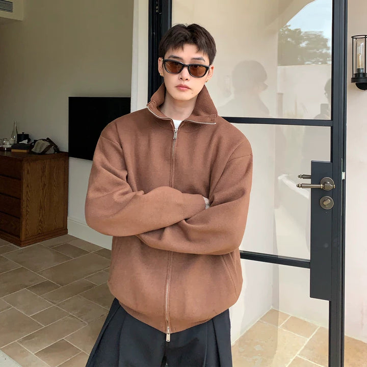 Modale Hoge Hals Rits Gebreide Cardigan Trui 