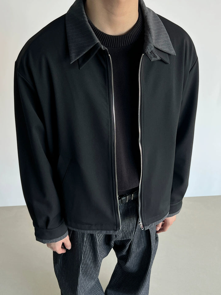 Veste de vol à revers rayée à double couche 