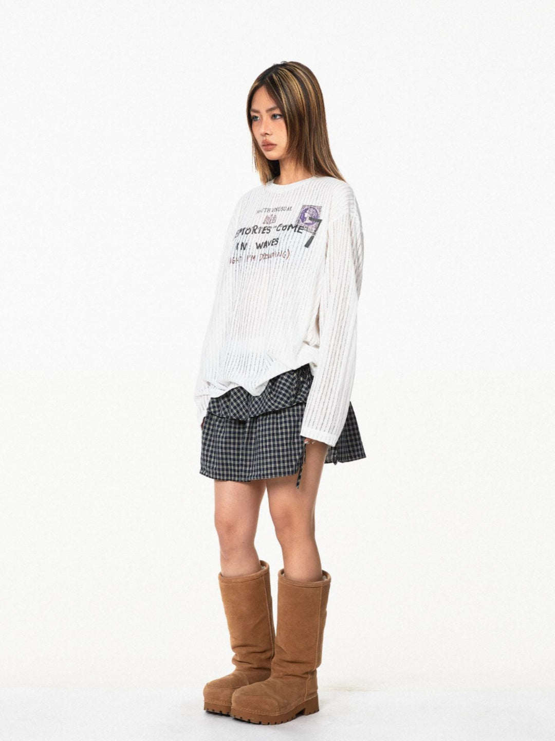 Retro Striped Turtleneck Casual Top