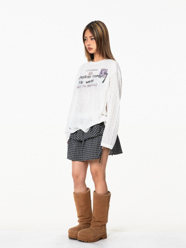 Retro Striped Turtleneck Casual Top