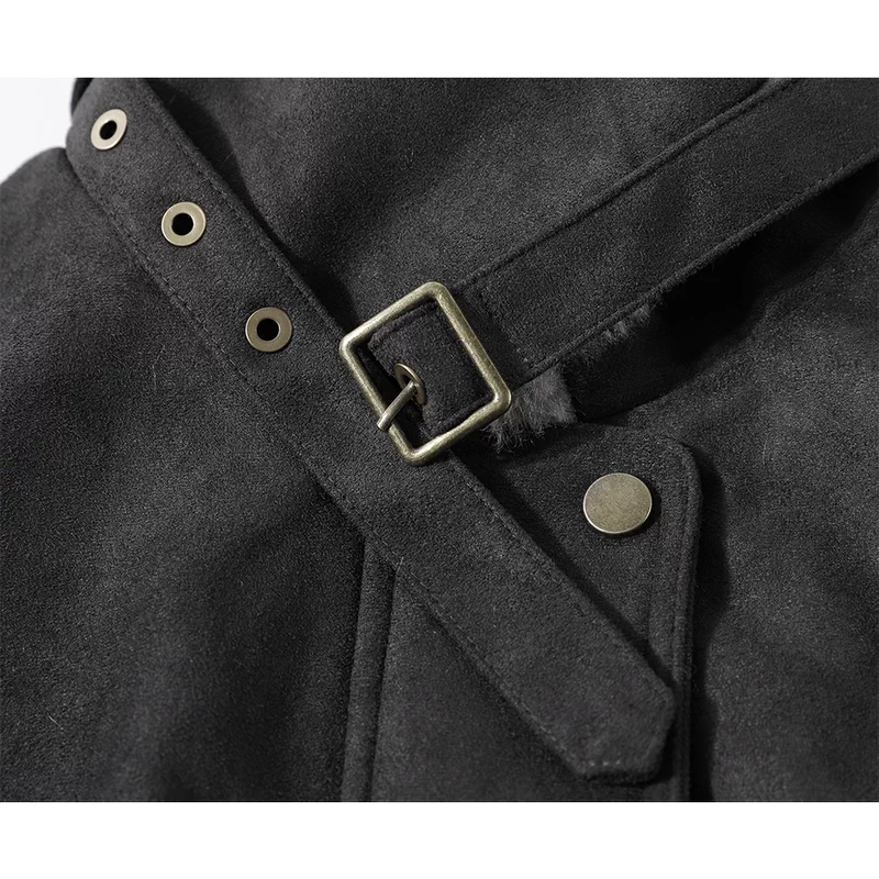 Chaqueta corta de invierno con cuello de felpa de ante 