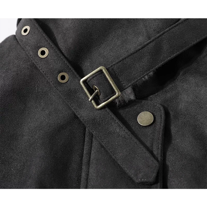 Chaqueta corta de invierno con cuello de felpa de ante 