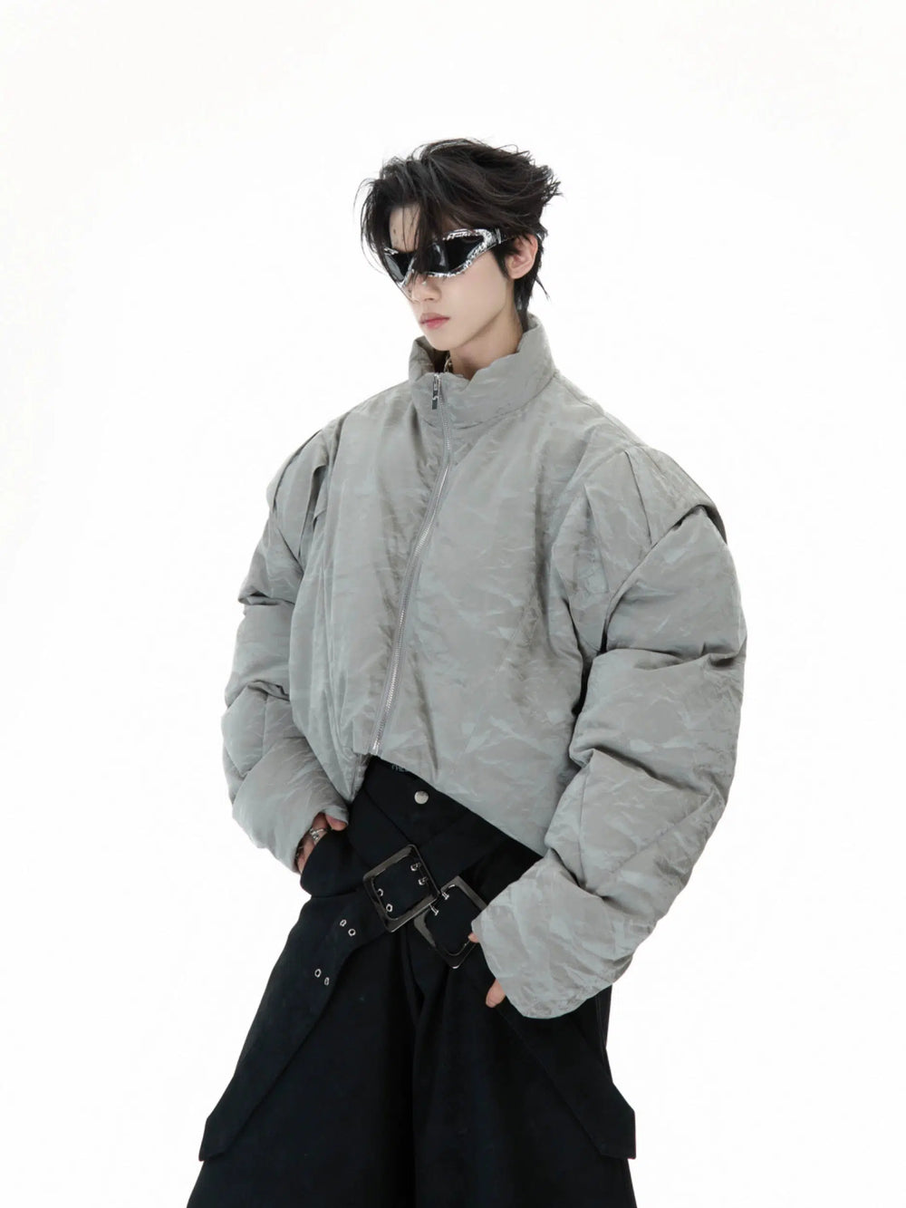 Deconstructed Pleated Short Cotton Jacket