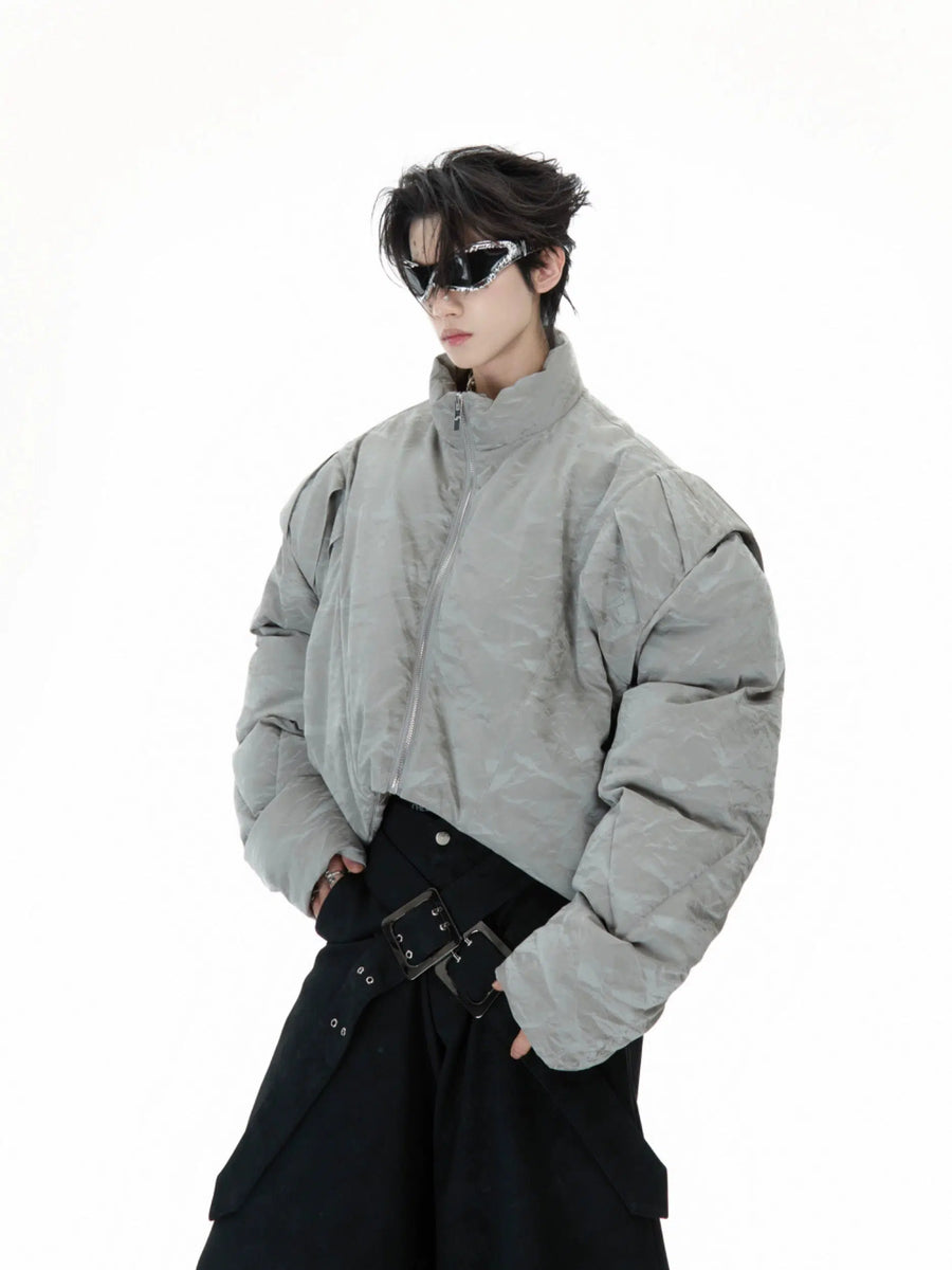Deconstructed Pleated Short Cotton Jacket