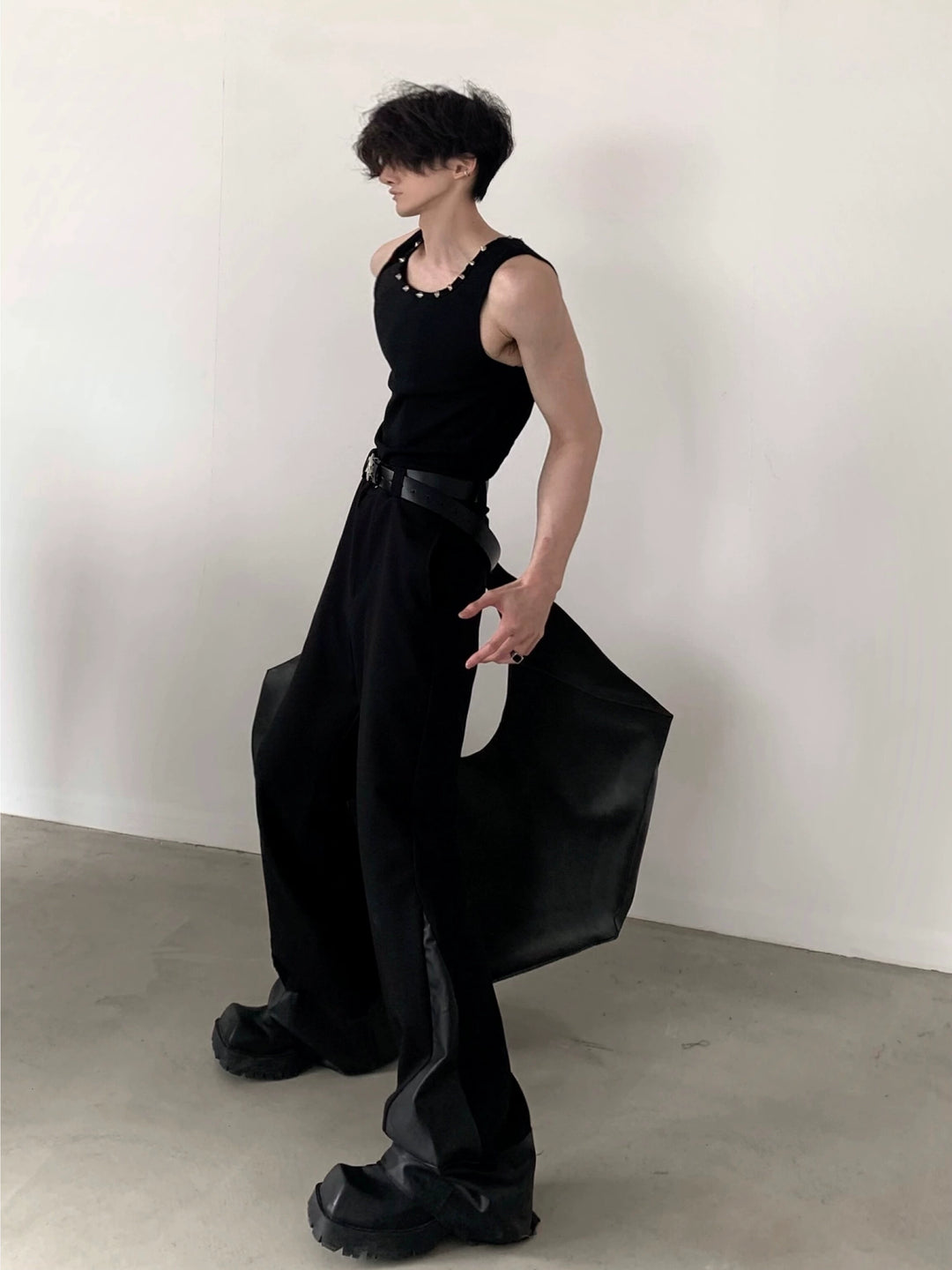 Punk Rivet Slim Fit Sleeveless Vest