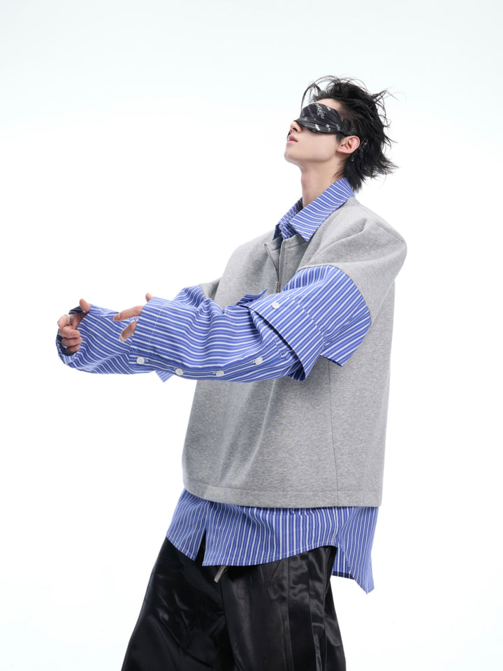 Patchwork Lapel Pullover