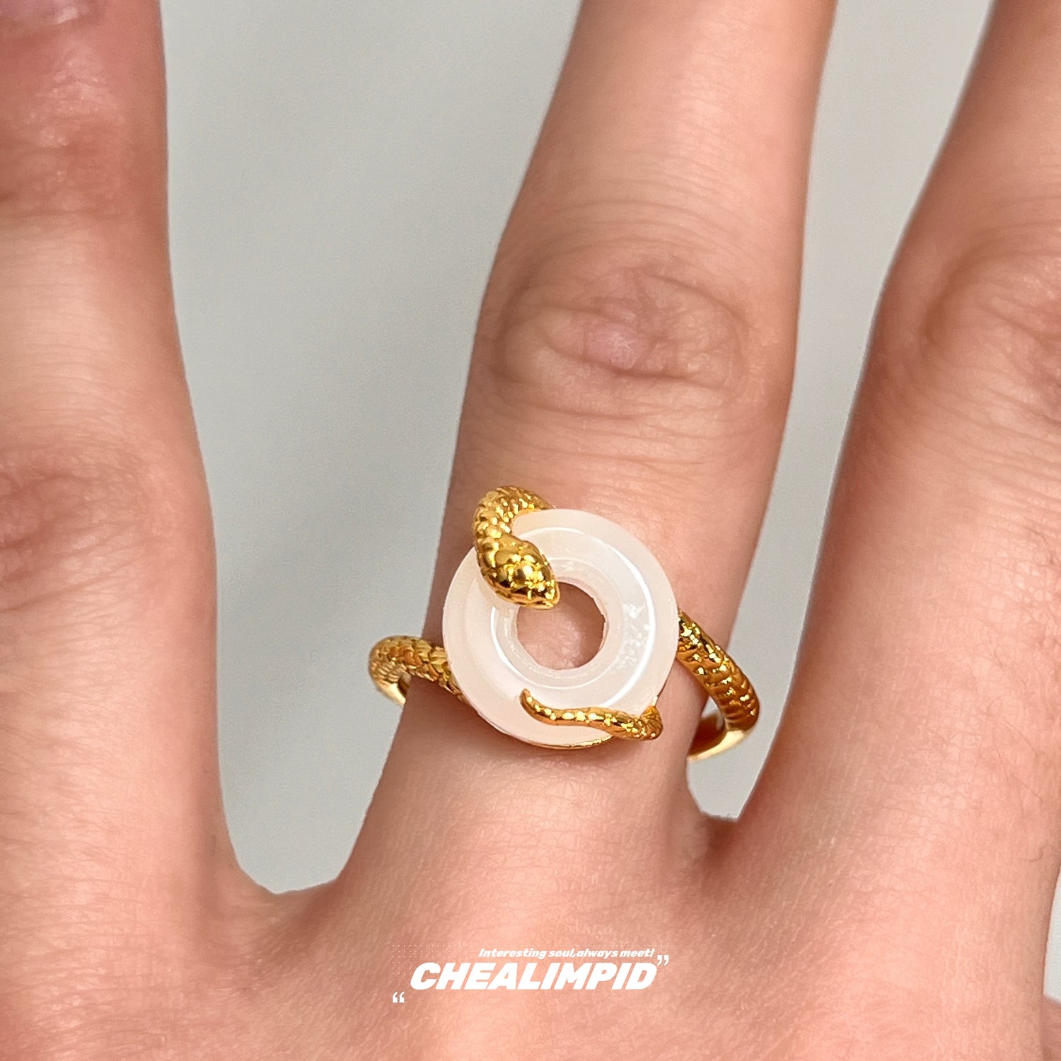 Snake Wrap Jade Peace Buckle Ring