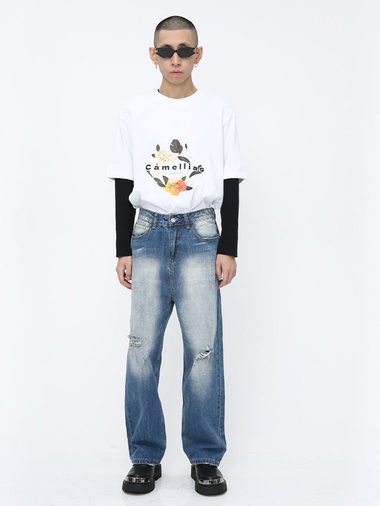 Loose Straight Mid-Waist Jeans