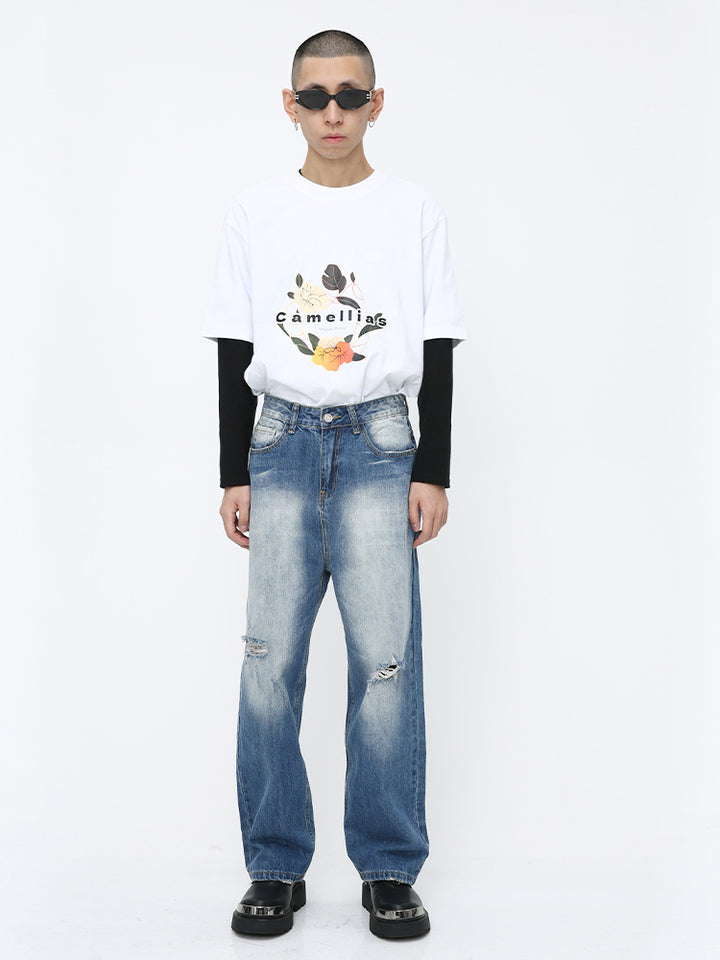 Loose Straight Mid-Waist Jeans