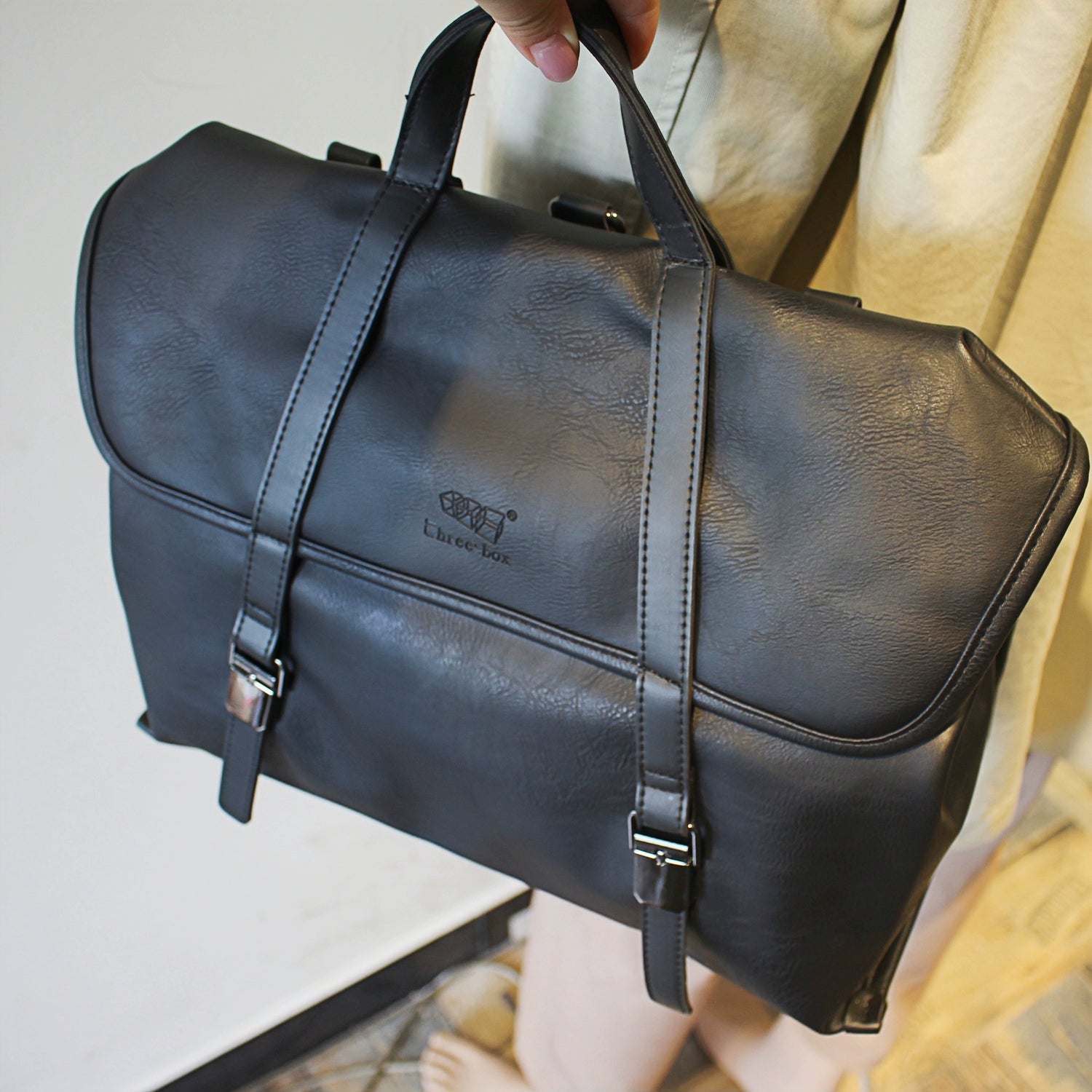 Leather Three-Way Large Capacity Backpack