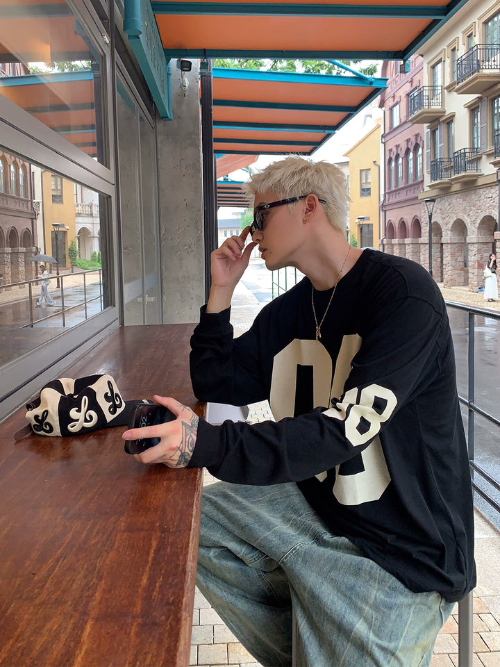 Loose Fit Digital Print Long Sleeve Pullover