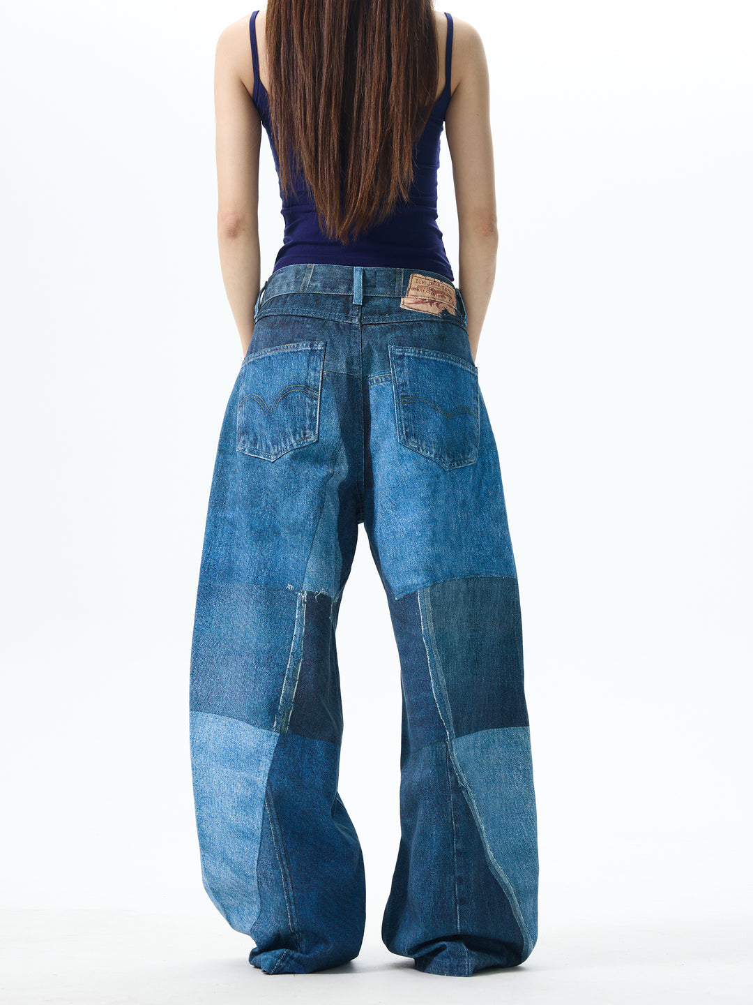 Patchwork Wide-Leg Jeans