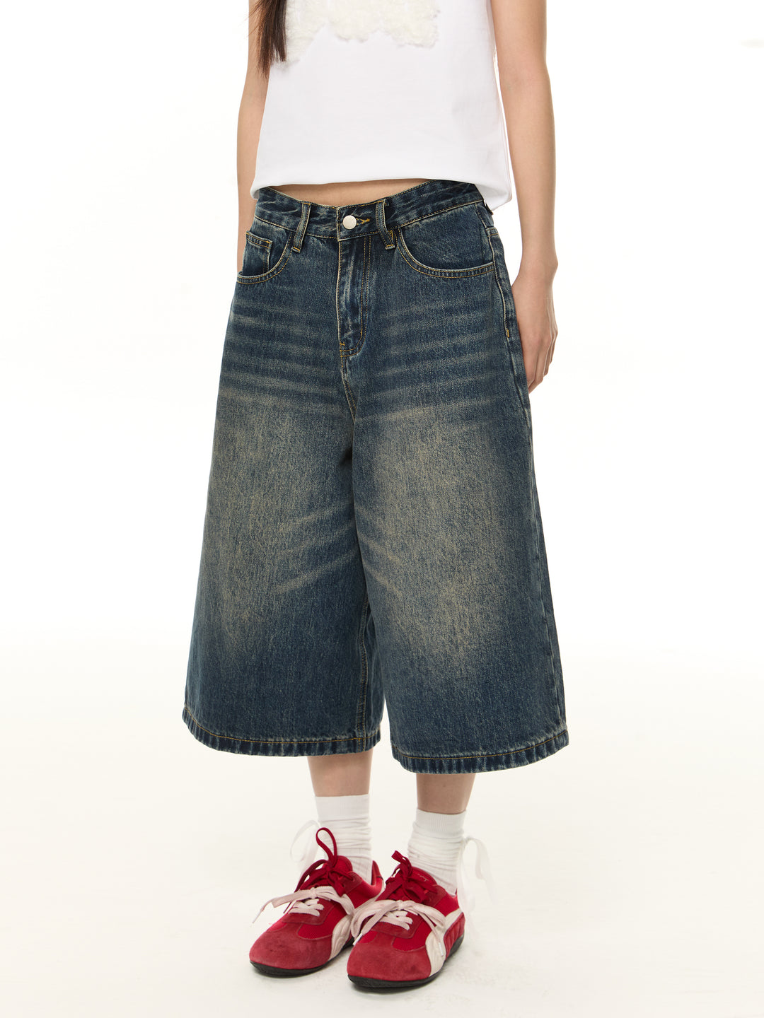 Gerade Denim Weite Shorts 