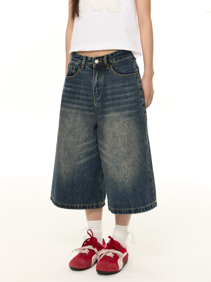 Gerade Denim Weite Shorts 