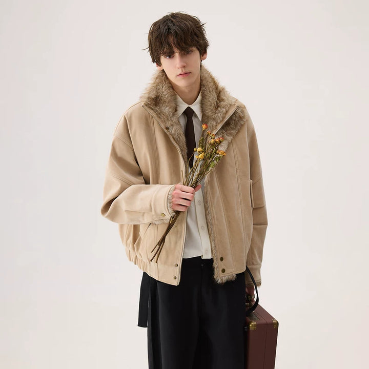 Suede izolovaná bunda s stojáčkem 