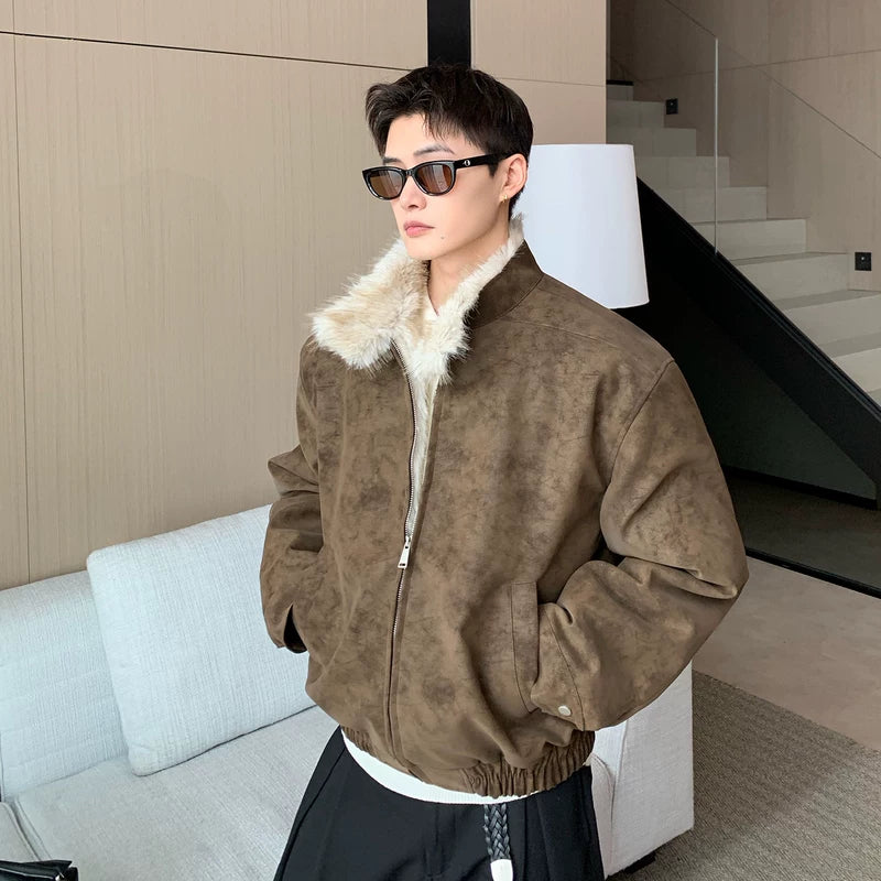 Nep Bont PU Leren Fleece Jas 