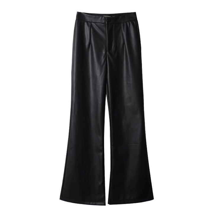 High Waist Flared PU Leather Pants