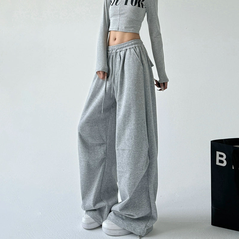 Wide Leg Casual Sweatpants with Elastic Waist