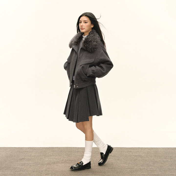 Faux Fur Collar Short Jacket
