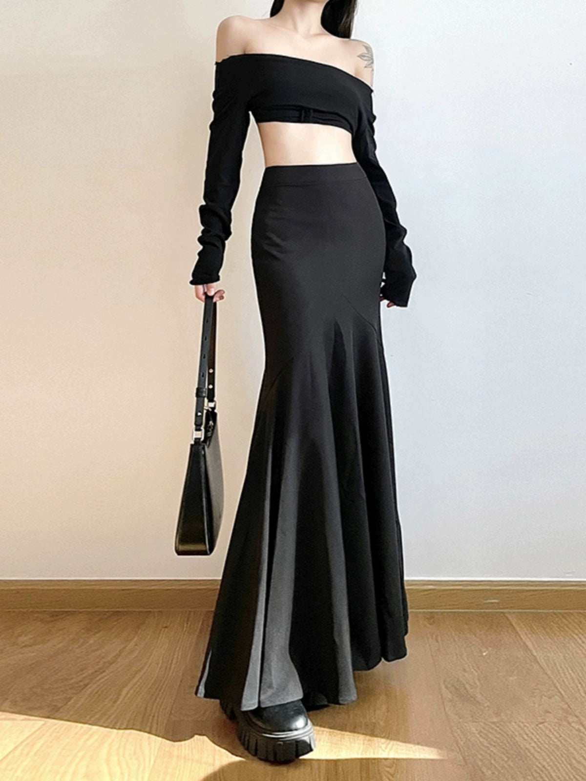 High Waist Slim Fit Fishtail Skirt