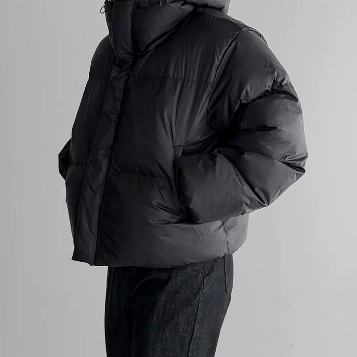 방풍 후드 스탠드 칼라 면 재킷 