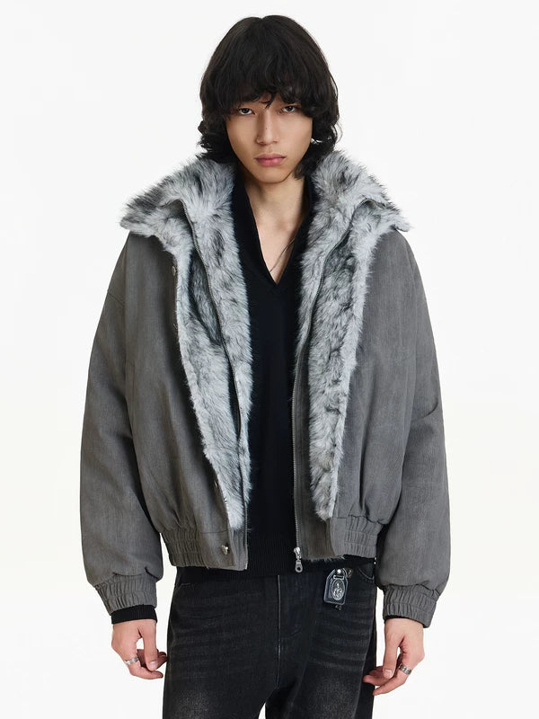 Faux Fur Collar Quilted Winter Jacket