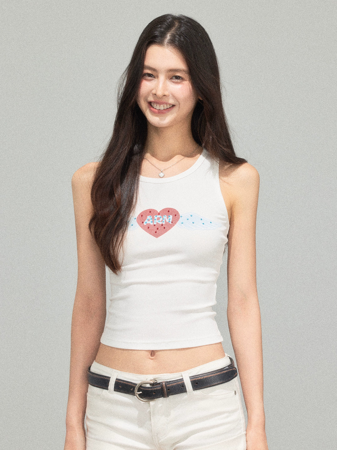 Heart Graphic Fitted Tank Top