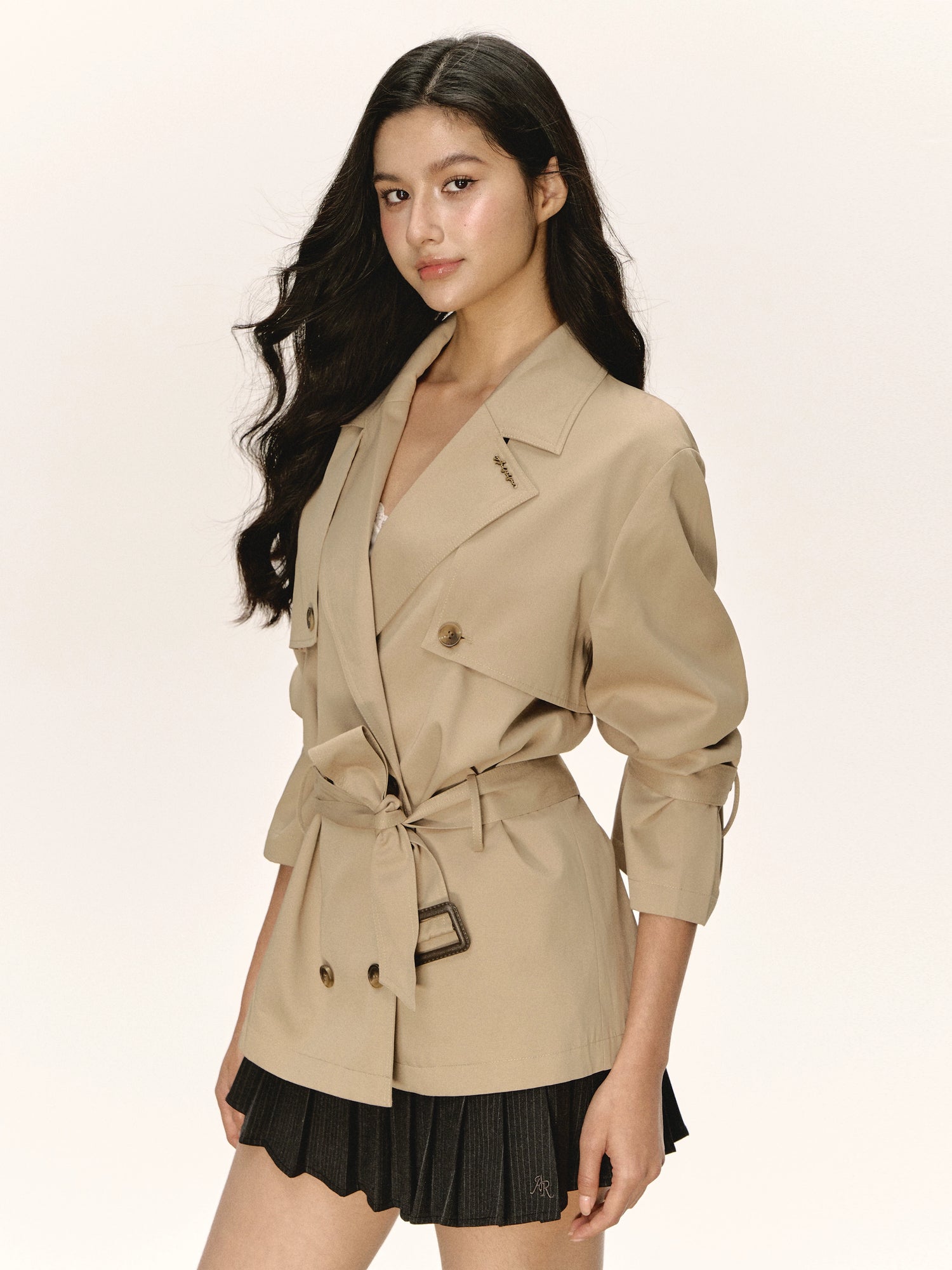 Retro Belted Short Trench Jacket