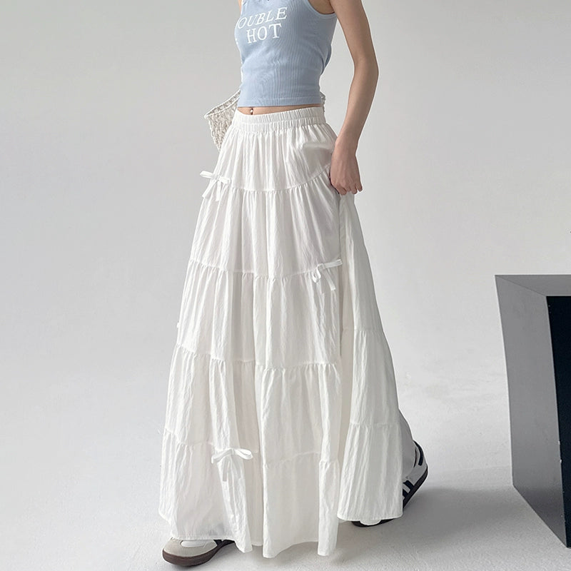 High Waist A-Line Tiered Maxi Skirt