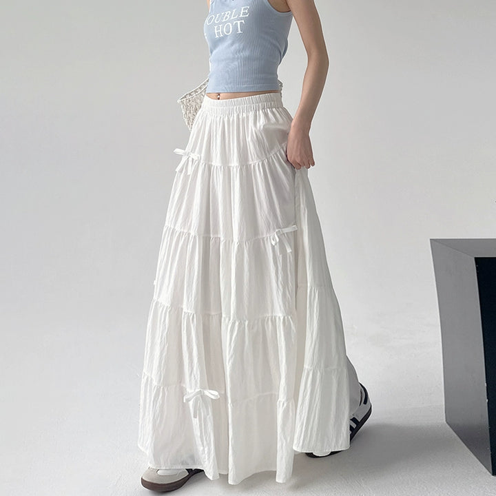 High Waist A-Line Tiered Maxi Skirt