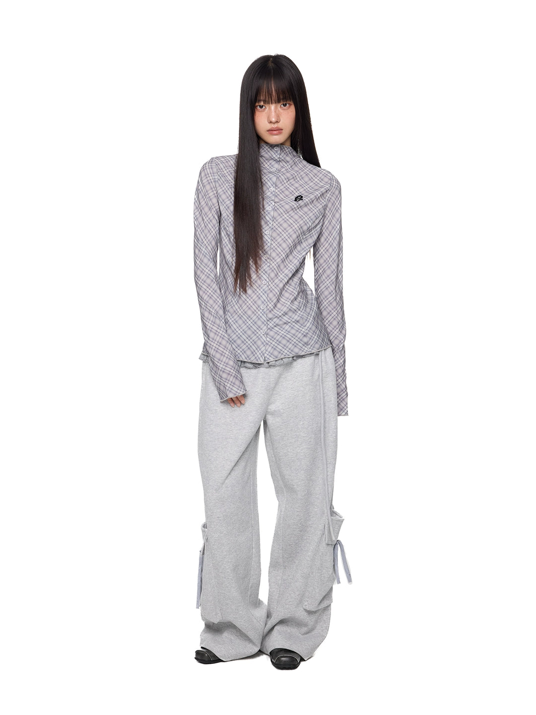 Chemise slim fit à motif de diamant brodé 