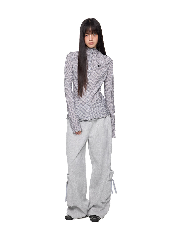 Chemise slim fit à motif de diamant brodé 