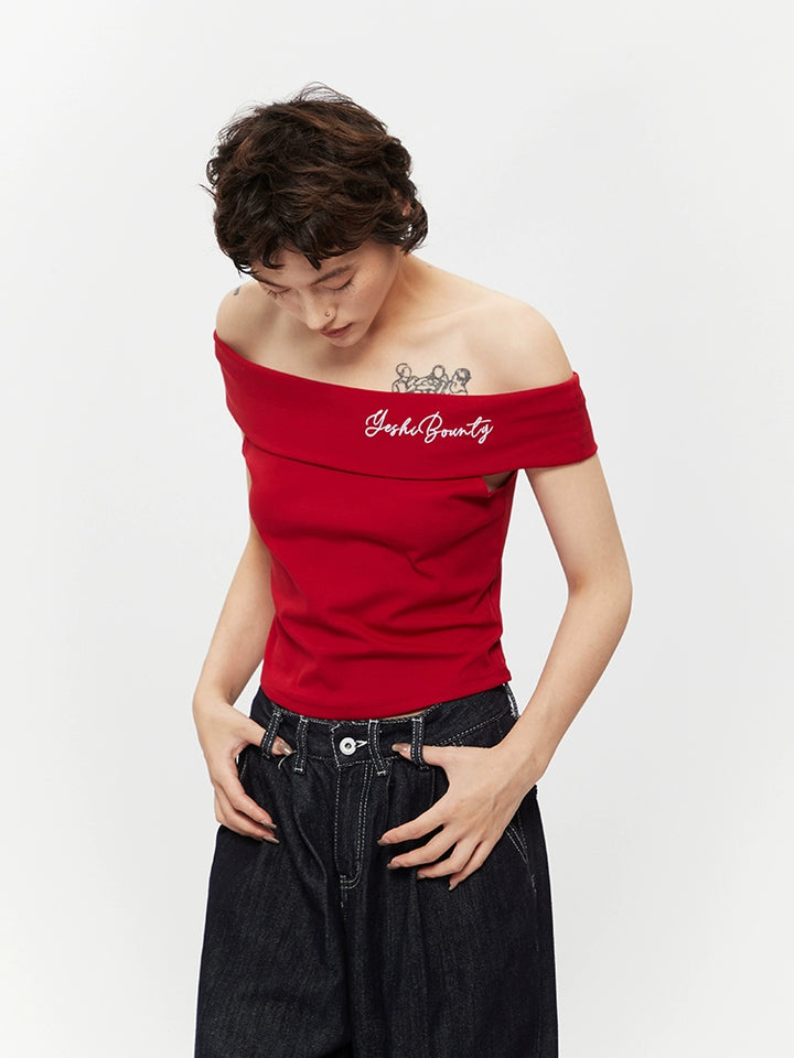 Off-Shoulder Slim Fit Short Sleeve Top