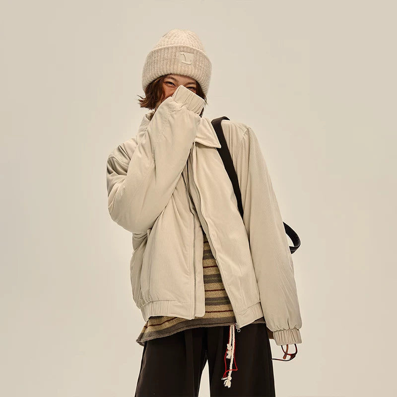 Jaqueta de algodão de corduroy com bordado 