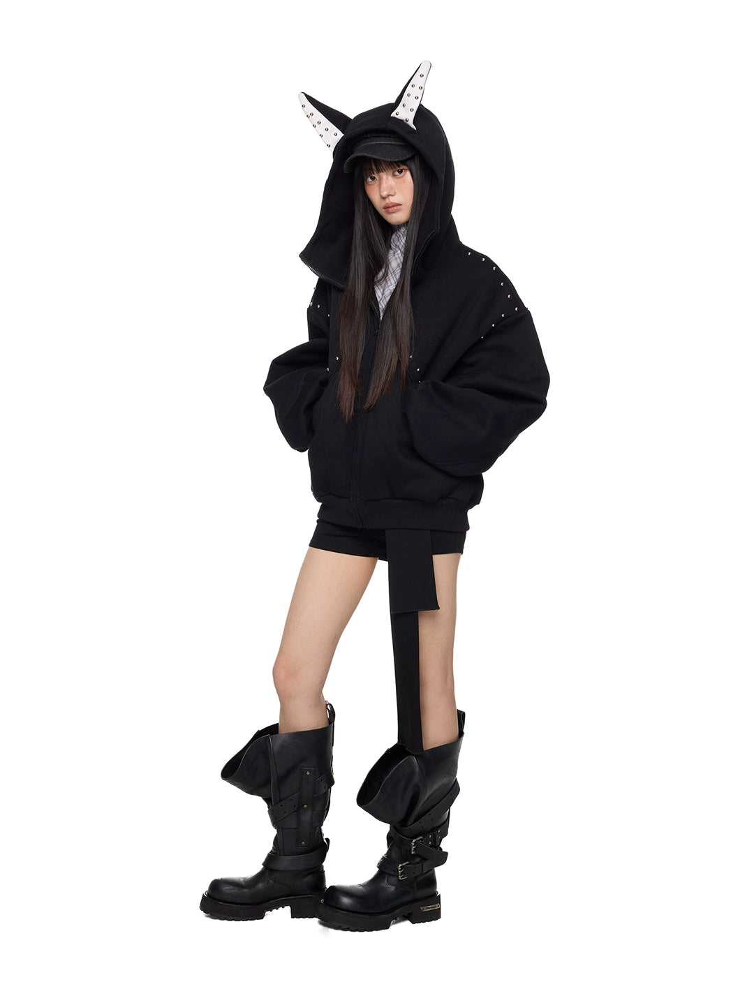 Rivet Hoodie met Kattenoorontwerp 