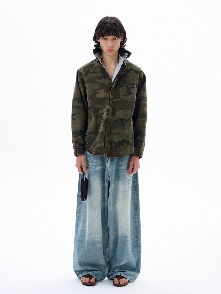 Camisa Jaqueta Botão em Camuflagem 