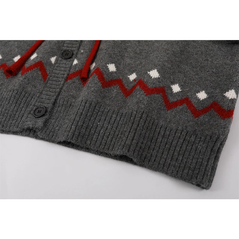 Fair Isle huvtröja stickad cardigan jacka 