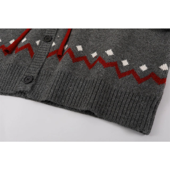 Fair Isle huvtröja stickad cardigan jacka 