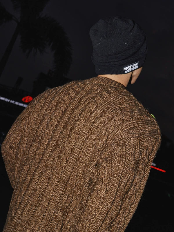 Cardigan en tricot à boutons floraux rétro 