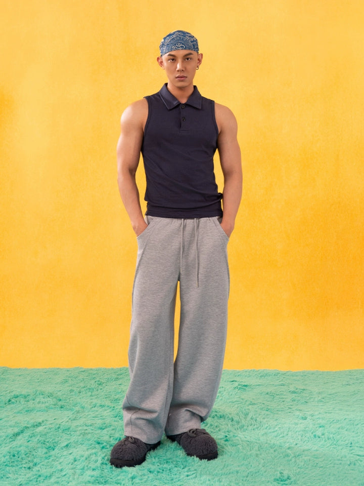 Slim Fit Polo Collar Sleeveless Vest
