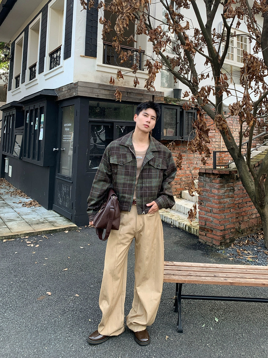 Lapel Lightweight Plaid Jacket