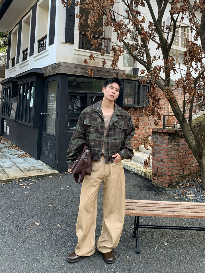 Lapel Lightweight Plaid Jacket